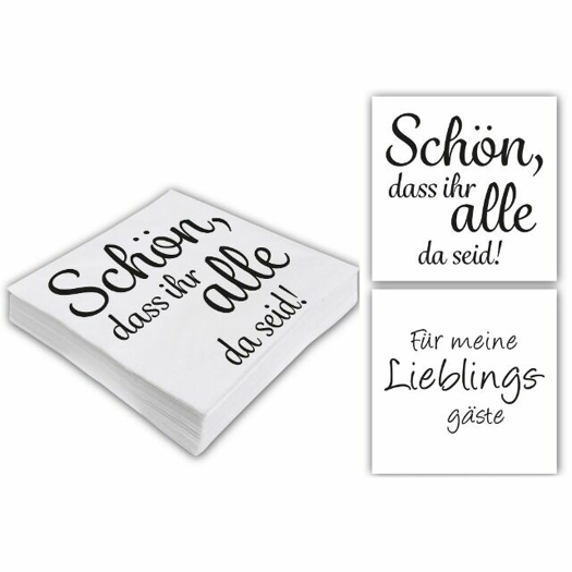 Servietten SPRÜCHE aus Papier und sind mit einem kalligrafischen Spruch